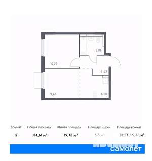 1-к квартира, вторичка, 35м2, 11/17 этаж