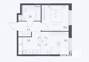 1-к квартира, вторичка, 34м2, 7/17 этаж