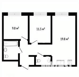 2-к квартира, вторичка, 53м2, 1/22 этаж