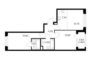 3-к квартира, строящийся дом, 61м2, 10/23 этаж