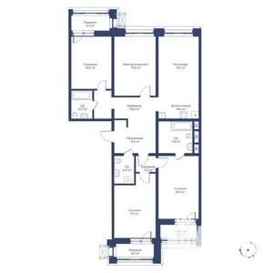 5-к квартира, строящийся дом, 136м2, 8/24 этаж