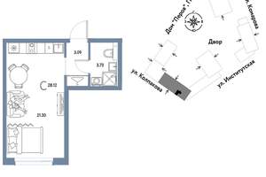 Студия квартира, вторичка, 28м2, 7/6 этаж