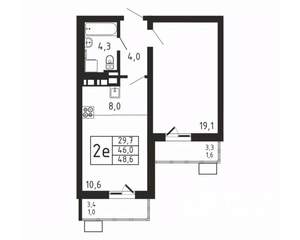 2-к квартира, вторичка, 49м2, 4/9 этаж