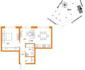 1-к квартира, вторичка, 48м2, 6/6 этаж