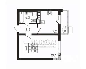 1-к квартира, вторичка, 38м2, 9/9 этаж