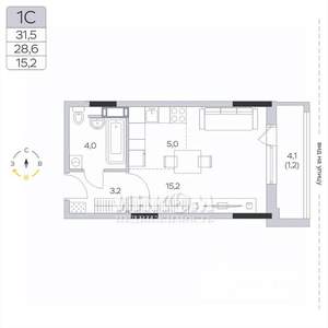 Студия квартира, вторичка, 29м2, 5/9 этаж