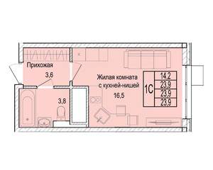 Студия квартира, строящийся дом, 24м2, 3/25 этаж