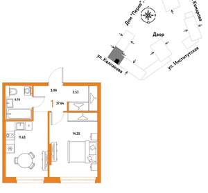 1-к квартира, вторичка, 38м2, 8/6 этаж