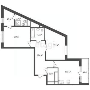 2-к квартира, вторичка, 75м2, 2/16 этаж