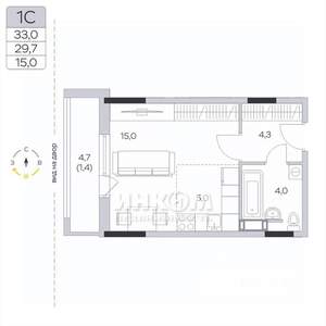 Студия квартира, вторичка, 30м2, 7/9 этаж