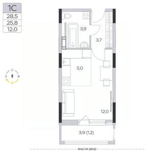 Студия квартира, строящийся дом, 26м2, 6/6 этаж