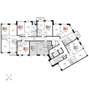 2-к квартира, строящийся дом, 46м2, 10/22 этаж