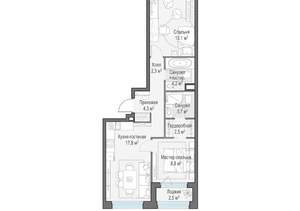 2-к квартира, строящийся дом, 59м2, 16/23 этаж