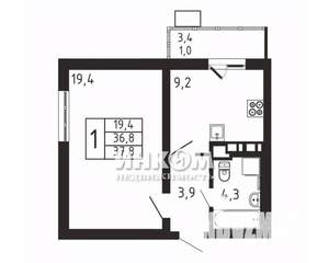 1-к квартира, вторичка, 38м2, 3/9 этаж