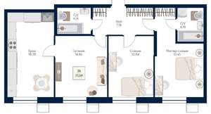 3-к квартира, вторичка, 78м2, 21/21 этаж