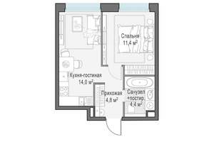 1-к квартира, строящийся дом, 35м2, 13/23 этаж