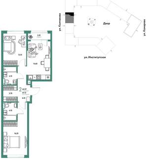 2-к квартира, вторичка, 63м2, 2/25 этаж