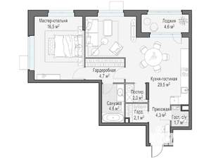3-к квартира, строящийся дом, 65м2, 11/18 этаж