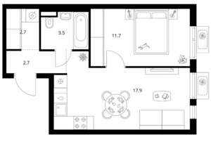 1-к квартира, вторичка, 39м2, 8/25 этаж