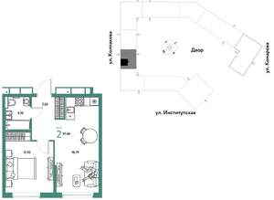 2-к квартира, вторичка, 41м2, 13/25 этаж