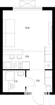 Студия квартира, вторичка, 25м2, 20/24 этаж