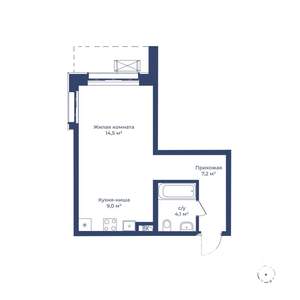 Студия квартира, строящийся дом, 35м2, 1/24 этаж