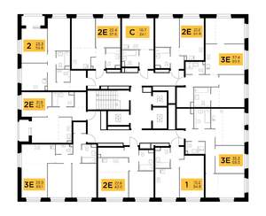 3-к квартира, строящийся дом, 65м2, 11/23 этаж