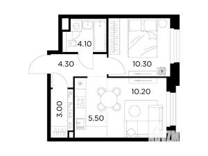 2-к квартира, строящийся дом, 37м2, 16/20 этаж