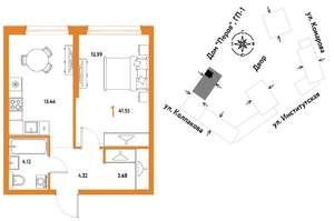 1-к квартира, вторичка, 42м2, 8/25 этаж