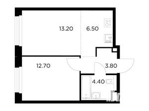 2-к квартира, строящийся дом, 41м2, 14/20 этаж