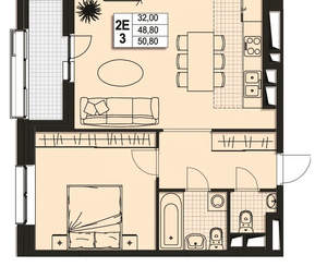 1-к квартира, вторичка, 48м2, 5/10 этаж