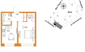 1-к квартира, вторичка, 35м2, 18/6 этаж
