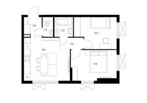 2-к квартира, вторичка, 48м2, 20/24 этаж