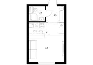 Студия квартира, вторичка, 24м2, 10/25 этаж