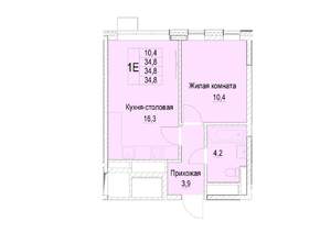 1-к квартира, строящийся дом, 35м2, 15/23 этаж