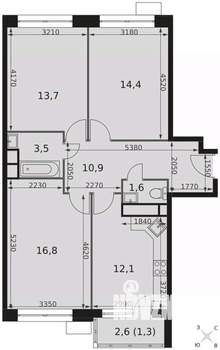 3-к квартира, вторичка, 74м2, 8/22 этаж