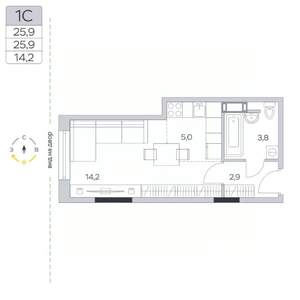 Студия квартира, строящийся дом, 26м2, 9/9 этаж