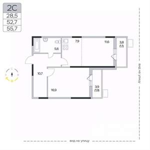 2-к квартира, вторичка, 56м2, 5/9 этаж
