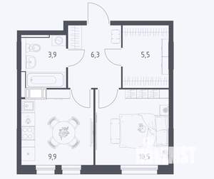 1-к квартира, вторичка, 36м2, 3/10 этаж