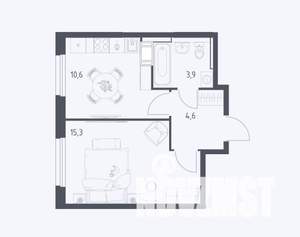 1-к квартира, сданный дом, 34м2, 7/17 этаж
