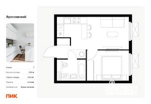 1-к квартира, вторичка, 33м2, 11/25 этаж