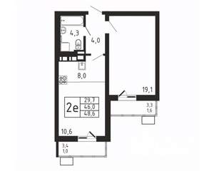 2-к квартира, вторичка, 49м2, 9/9 этаж