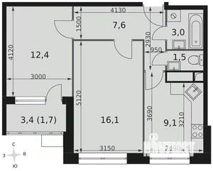 2-к квартира, вторичка, 51м2, 7/9 этаж
