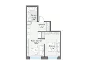 1-к квартира, строящийся дом, 40м2, 10/23 этаж