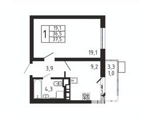 1-к квартира, вторичка, 38м2, 5/9 этаж