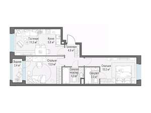 2-к квартира, вторичка, 61м2, 20/23 этаж