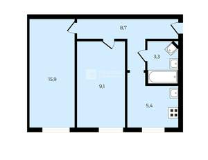 2-к квартира, вторичка, 42м2, 1/5 этаж