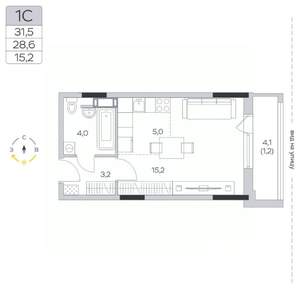 Студия квартира, строящийся дом, 29м2, 9/9 этаж