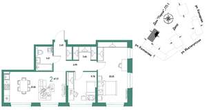 2-к квартира, вторичка, 68м2, 19/25 этаж