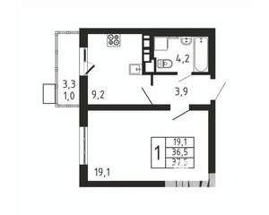 1-к квартира, вторичка, 38м2, 3/9 этаж